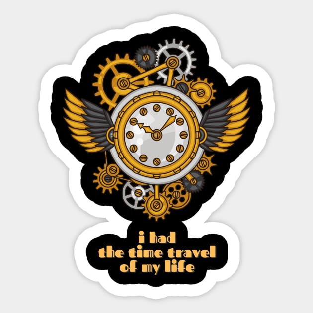 I Had the Time Travel of My Life Steampunk Clock Sticker by nathalieaynie